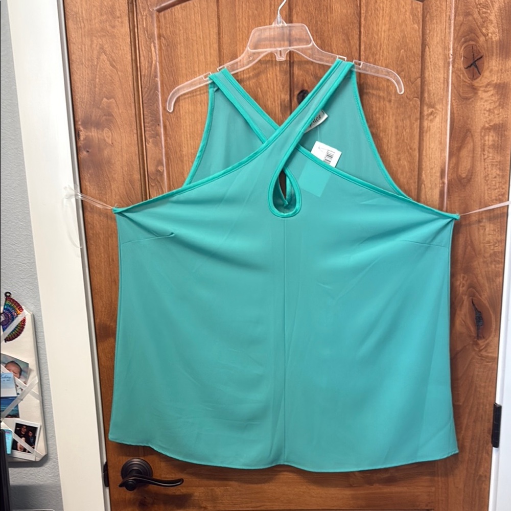 Women's Teal Keyhole Sleeveless Top